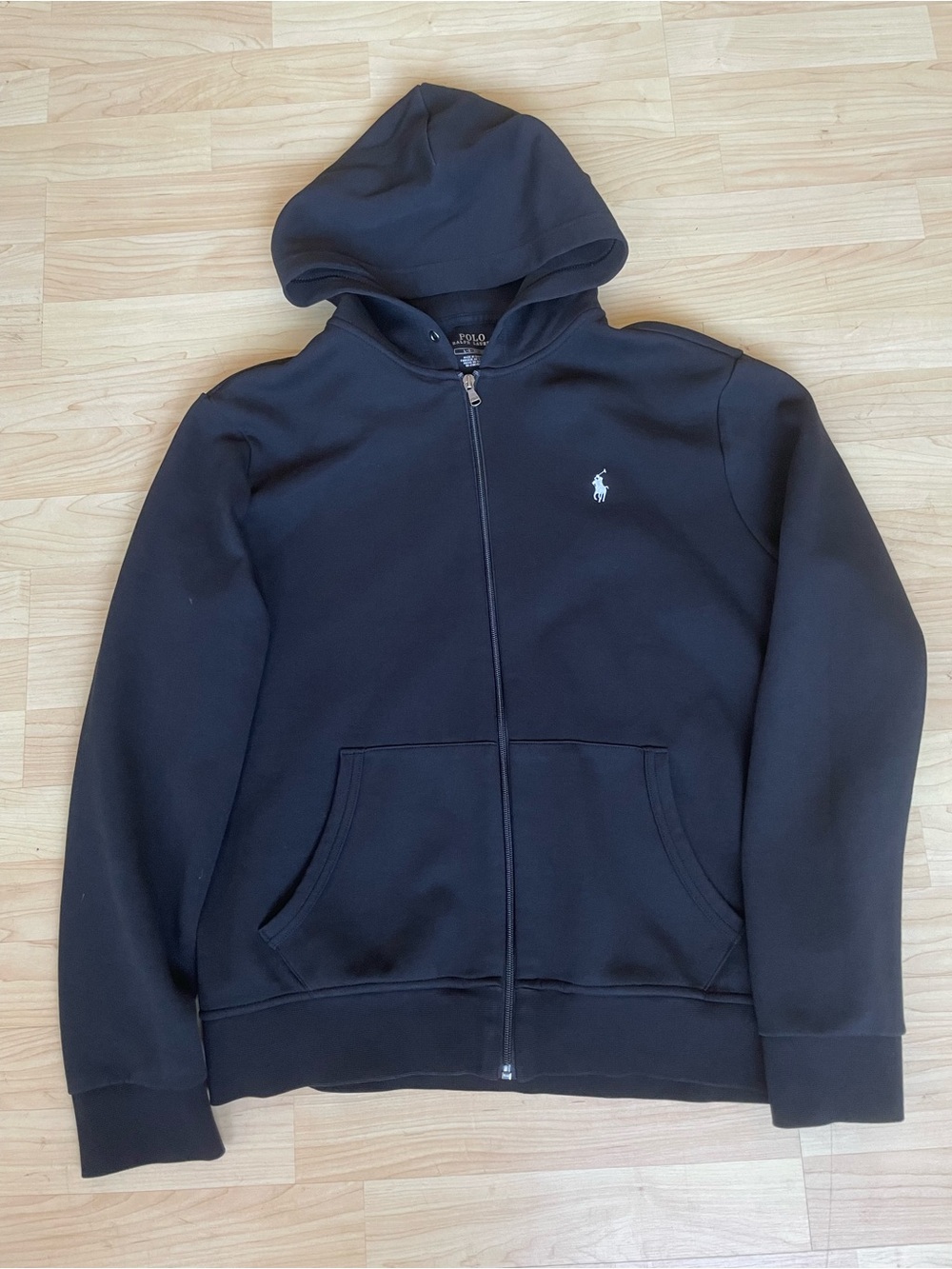 Polo Ralph Lauren Black Full Zip Hoodie Size Large.